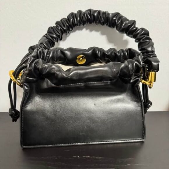 Sinbono Vegan Drawstring Handbag BLACK euc - Picture 3 of 5